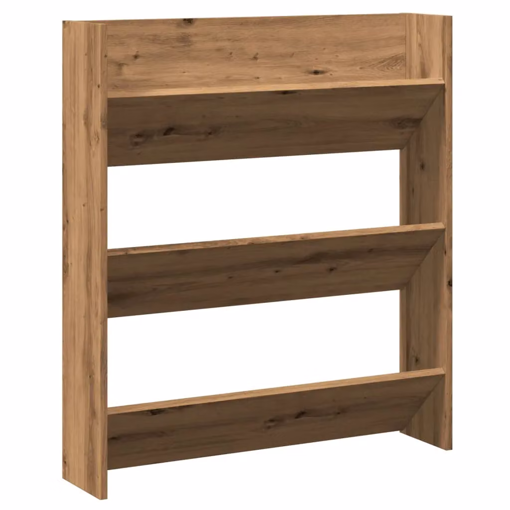 Berkfield Home Artisan Oak Wall Mounted Shoe Cabinet in Brown, W/D/H: 80 x 18 x 90 cm – 2