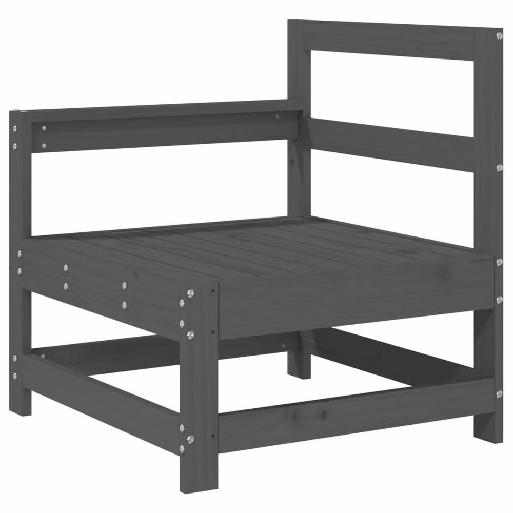 Berkfield Home Beautiful L-Shape Garden Corner Sofa in Grey Solid Pine Wood – 2