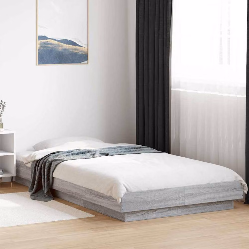 Berkfield Home Modern Bed Frame in Grey Sonoma, W/D/H: 100 x 200 cm – 2