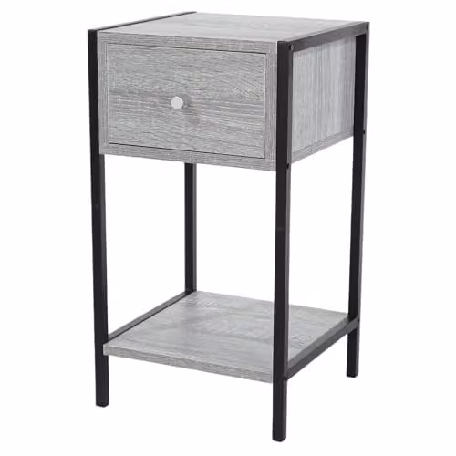 Core Products Kelly One Drawer Compact Bedside Cabinet with Metal Frame in Grey and Black – 2