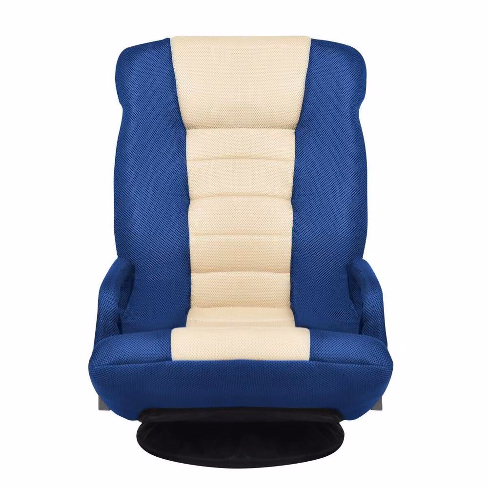 Costway Swivel Folding Floor Gaming Chair with 6-Position Adjustment in Navy Blue – 10