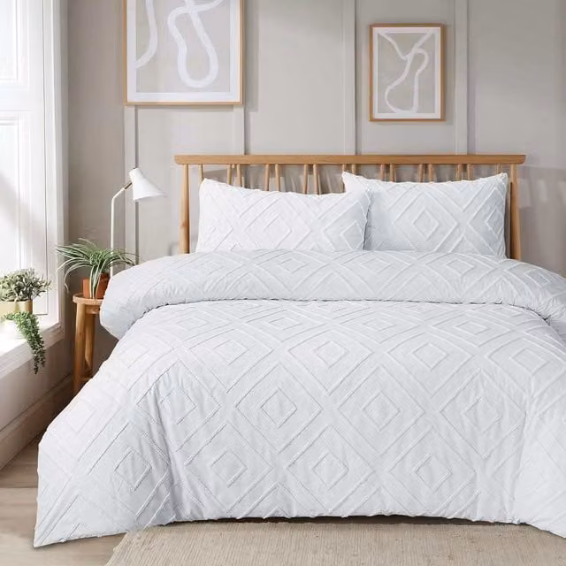 NewEdgeBlinds White Modern Plain Breathable Duvet Cover, W: 140 cm, H: 200 cm