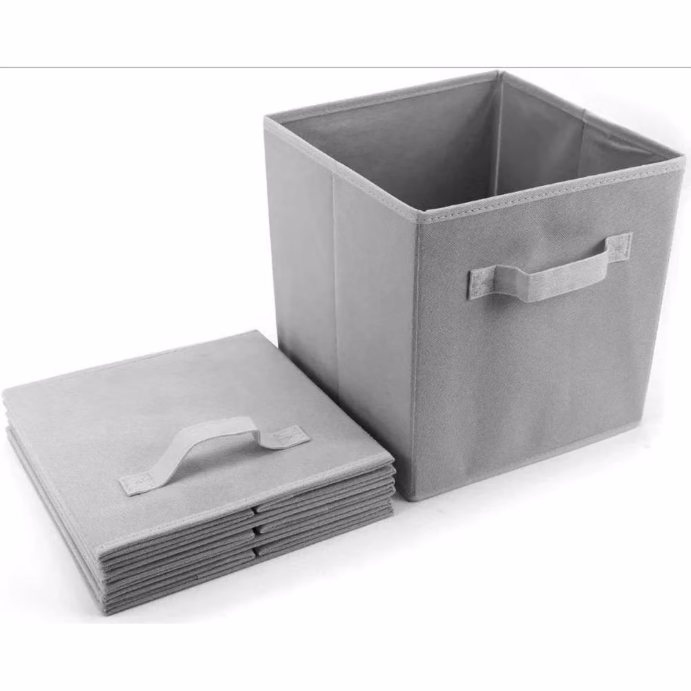 FLAVORA 4-Piece Fabric Cube Storage Box Organiser Set in Grey, W/D/H: 27 x 27 x 28 cm – 2