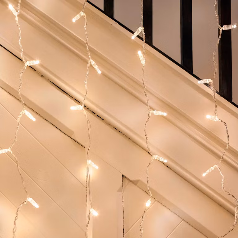 Core Connect Warm White Connectable Curtain Lights with Clear Cable, W 2 m x H 1 m