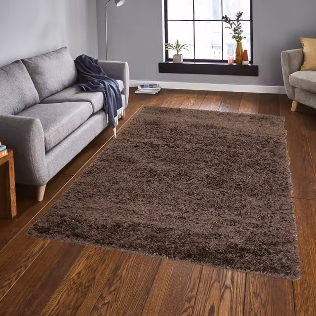 Roseley Modern Shaggy Rug in Brown, 230 cm