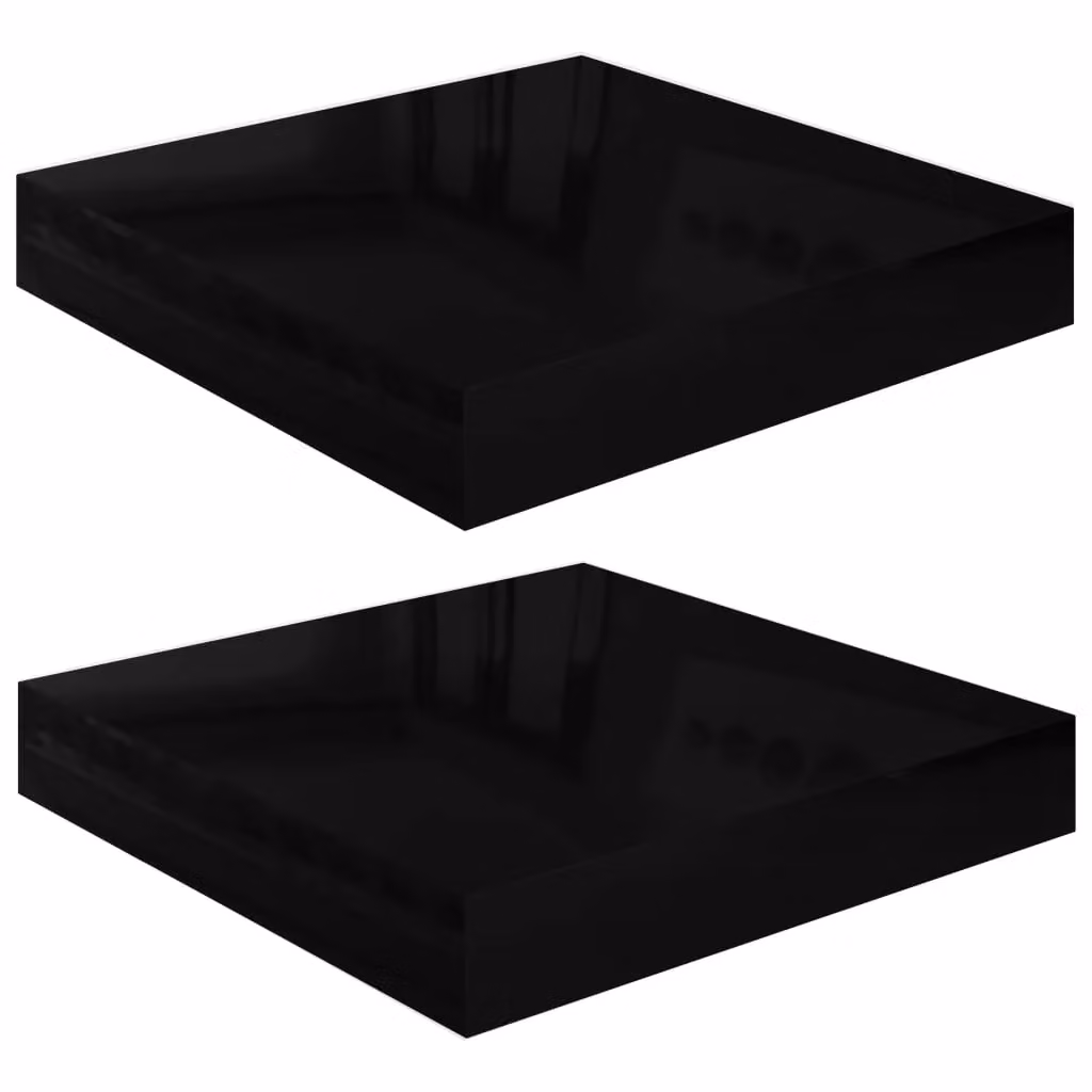 Berkfield Home Set of 2 High Gloss Black Floating Wall Shelves, W/D/H: 23 x 23.5 x 3.8 cm – 2