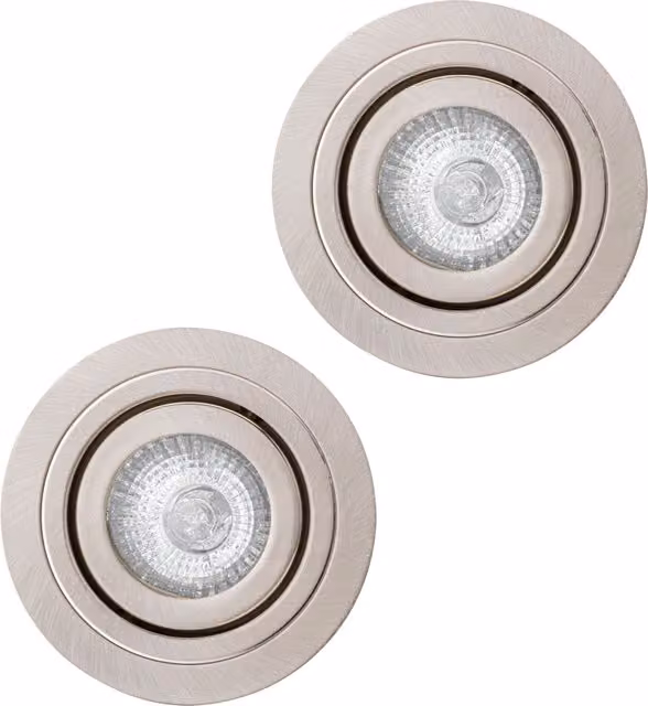 Litecraft 2 Pack of Tiltable Circular Recessed IP65 Downlights in Chrome