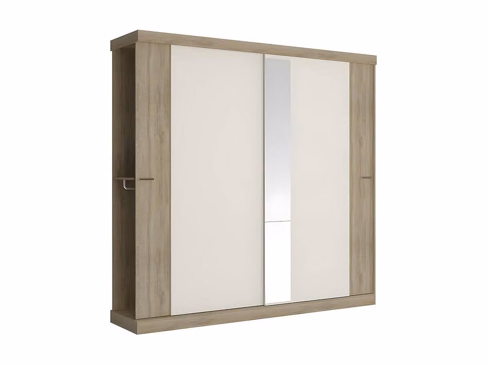 Vente-unique 2-Door Sliding Wardrobe with Mirror in Natural and Ivory Light Oak, Width: 231 cm – 2