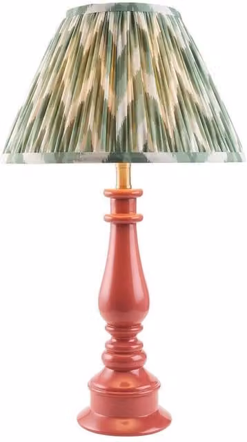Netlighting Myrtle Pink Table Lamp with Green Fabric Zigzag Shade, Height: 30 cm – 1