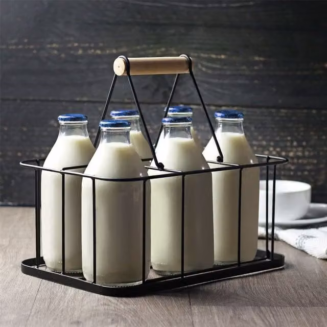 Maison & White Black and Grey Mesh Milk Bottle Crate and Holder with Handles
