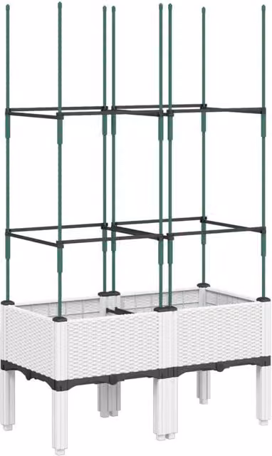 Berkfield Home Garden Planter with Trellis in White, W/D/H: 80 x 40 x 142.5 cm – 1