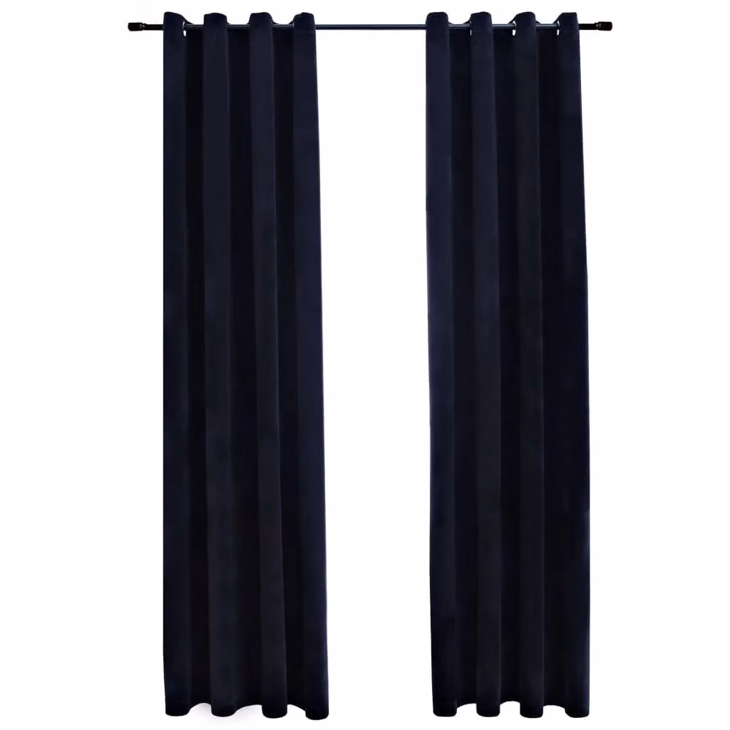 Berkfield Home Blackout Velvet Curtains with Eyelets, 2 Pack, Black, W: 140 cm, H: 245 cm – 2