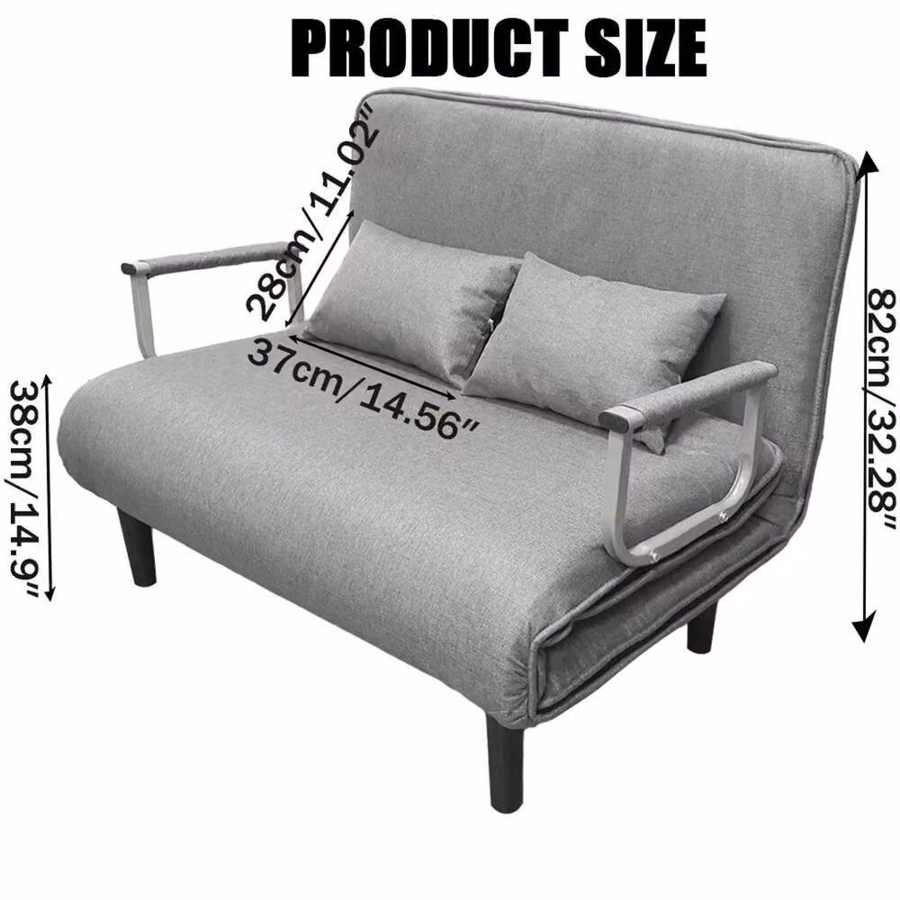 Nordara Grey Fabric Double Sofa Bed with Sleeping Function and Removable Covers, W/D/H: 100 x 190 cm – 2