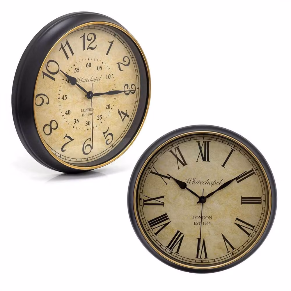 Nordara Style London Whitechapel Antique Round Analog Wall Clock in Multicolour and Beige – 3
