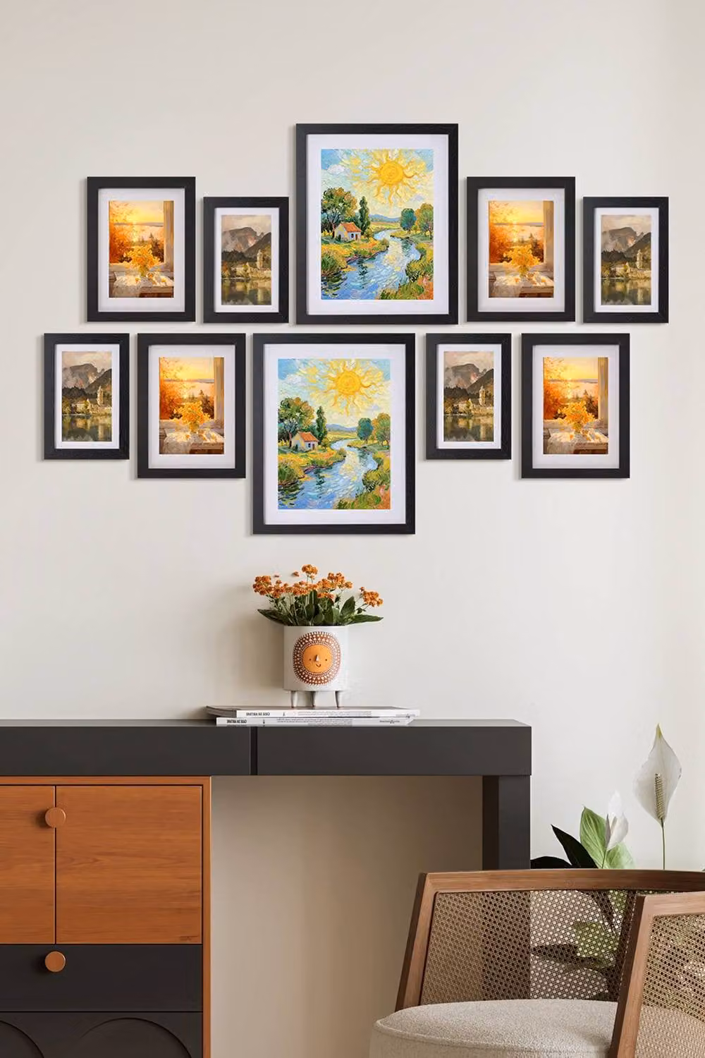 Living and Home Set of 10 Modern Black Tabletop Photo Frames – 1