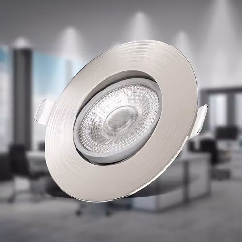 B.K.Licht Set of 3 Adjustable LED Recessed Downlights in Silver Metal with Warm White Light – 1