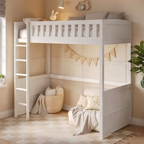 Flair Furnishings Flair Bea Single High Sleeper Bed in White, Solid Rubberwood – 1
