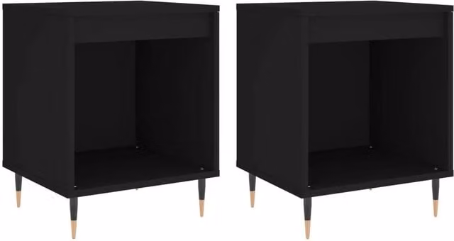 Berkfield Home Set of 2 Modern Black Bedside Cabinets, W/D/H: 40 x 35 x 50 cm