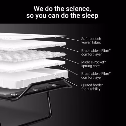JAY-BE Supreme Single Folding Bed with Pocket Sprung Mattress in Black and White, W/D/H: 90 x 190 cm – 4