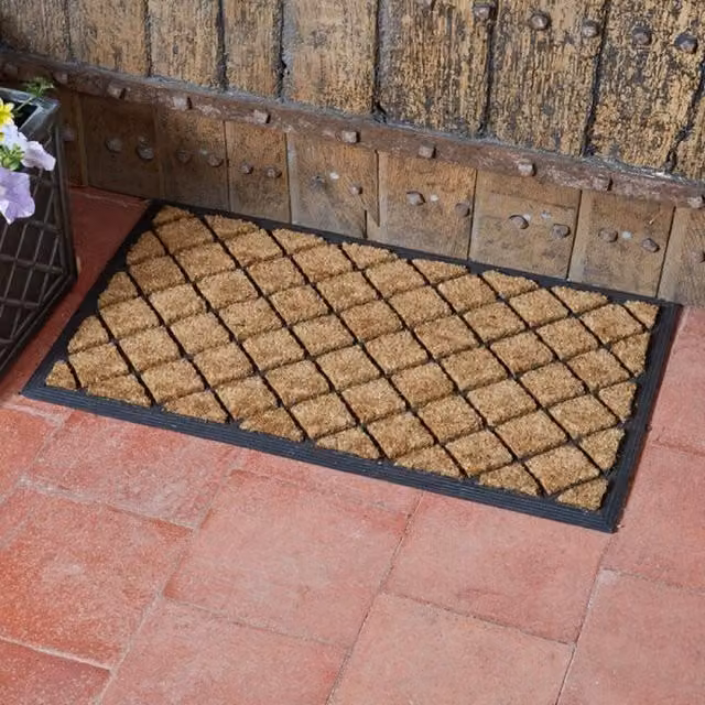 Garden Mile Heavy Duty Rectangular Coir Door Mat in Brown and Black