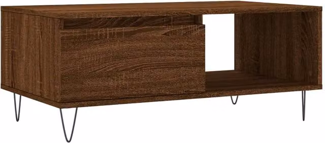 Berkfield Home Modern Rectangular Coffee Table in Brown Oak, W/D/H: 90 x 50 x 36.5 cm – 1