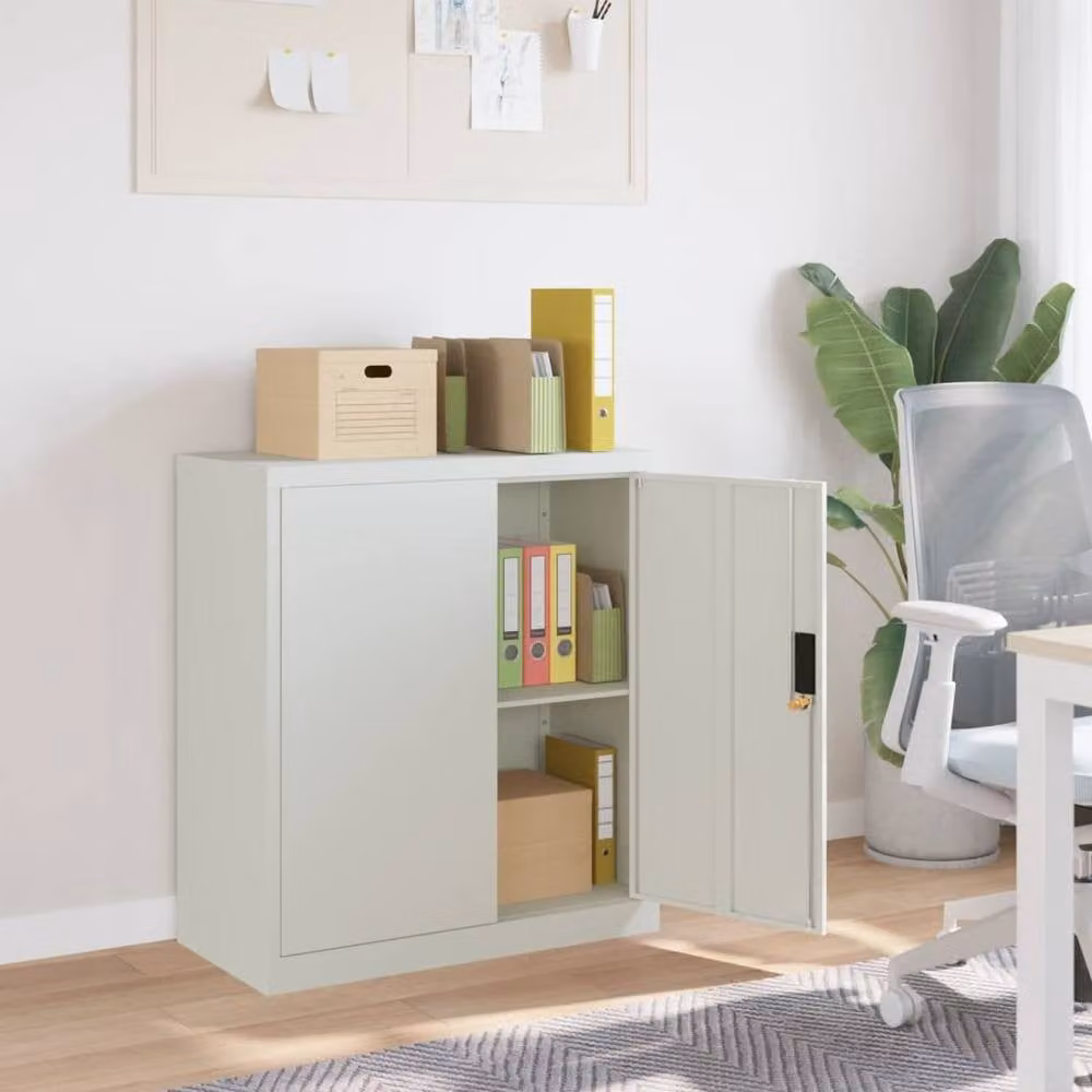 Berkfield Home Durable Steel File Cabinet in Light Grey, W/D/H: 79 x 40 x 90 cm – 1