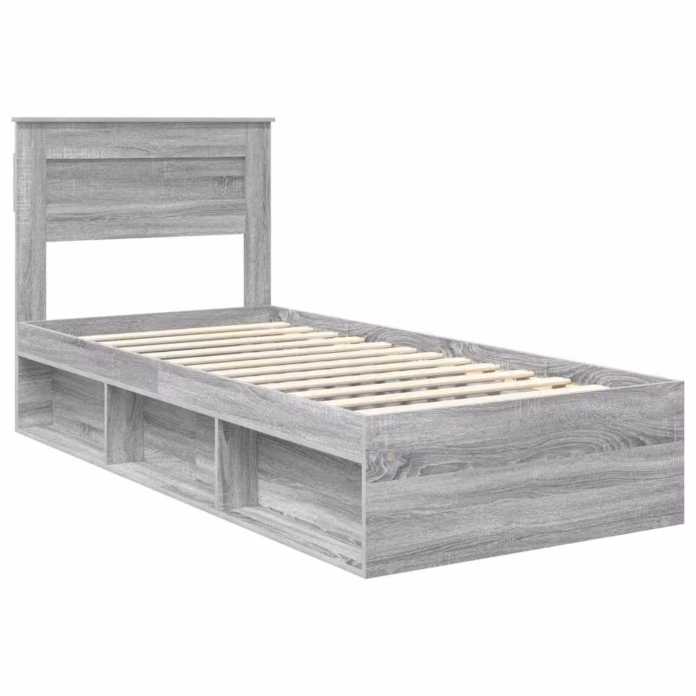 Berkfield Home Sonoma Bed Frame in Grey Solid Pine Wood, W: 75 cm, L: 190 cm – 2