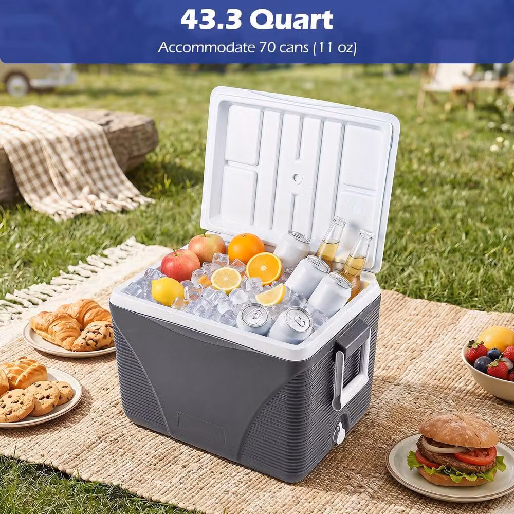Costway 41L Hard Cooler Insulated Ice Chest with 4 Cup Holders, Black – 7