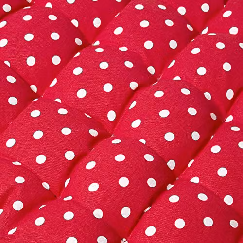 HOMESCAPES Red Polka Dot 2 Seater Garden Bench Cushion, W: 108 cm, D: 42 cm – 2