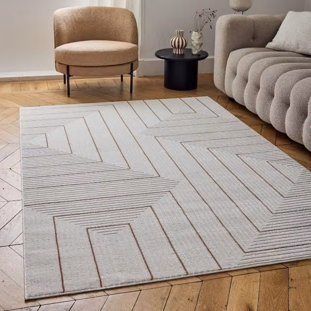 THE RUGS Carmel Modern Geometric Stain Resistant Area Rug in Terracotta, W: 120 cm, L: 170 cm – 1