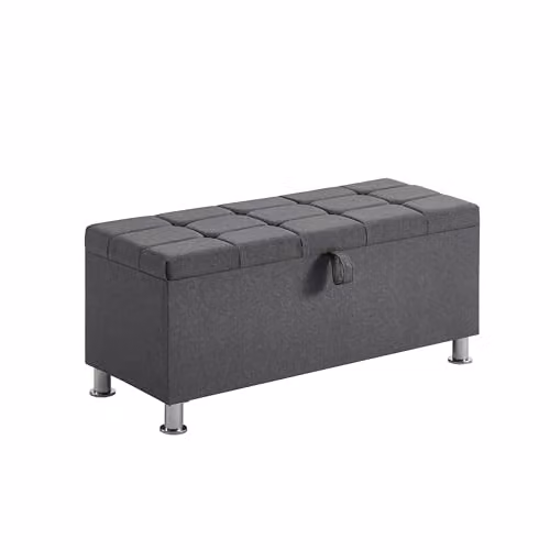Vida Designs Valencia Fabric Storage Ottoman in Dark Grey Linen, W/D/H: 100 x 40 x 44 cm – 9