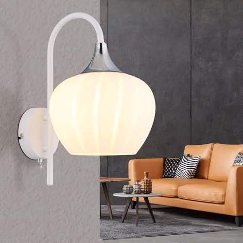 Netlighting Maxy Dome Wall Lamp in White and Chrome with Opal Glass Shade, E27, W/D/H: 32 x 18 x 25 cm – 5