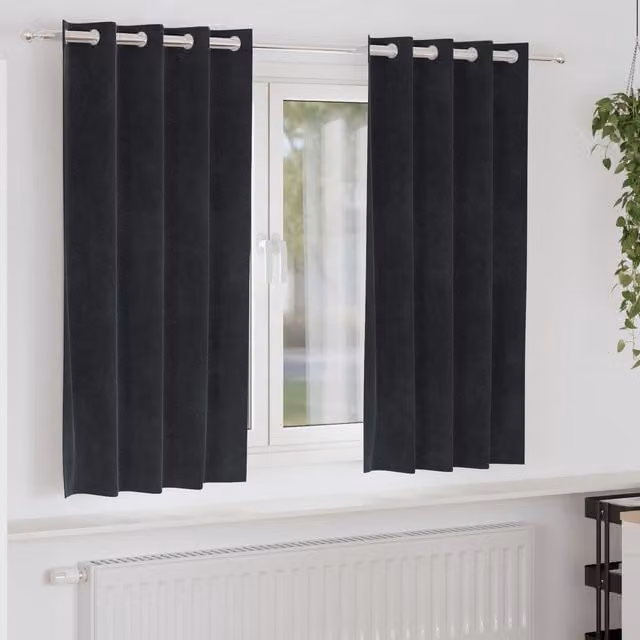 Berkfield Home Blackout Velvet Eyelet Curtains, 2 Pack, Black – 1