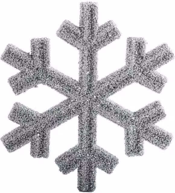 KDMD Silver Glitter Snowflake Hanging Decoration, 2 Pack, 25 cm