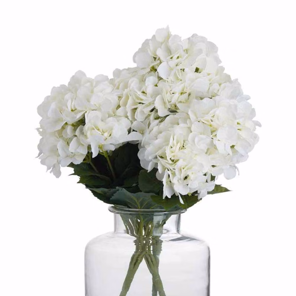 Lemon Pavilion Furniture and Decor White and Beige Artificial Hydrangea Bouquet, W34 x D34 x H54 cm – 3