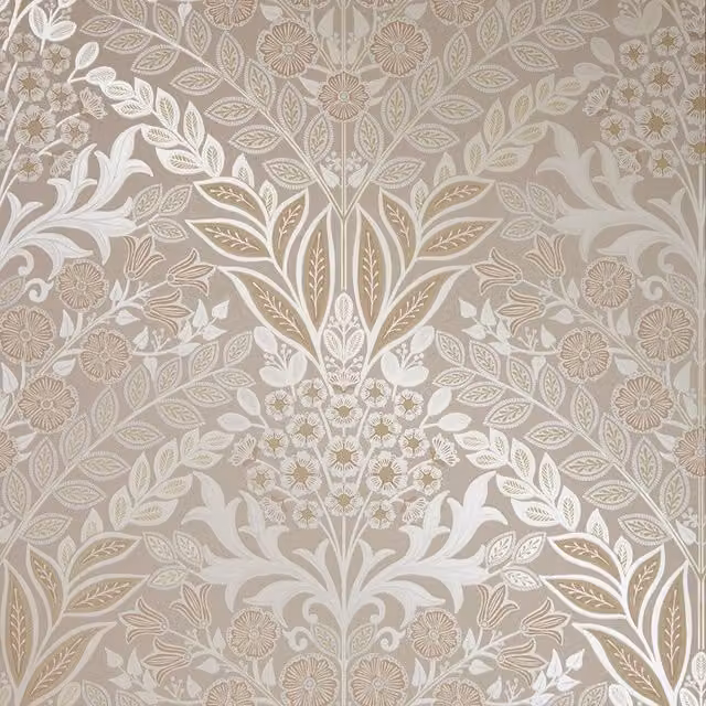 I Love Wallpaper Botanical Floral Art Deco Wallpaper in Beige and Yellow