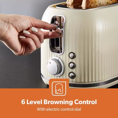 Geepas 2-Slice Toaster and 1.7L Rapid-Boil Kettle Set in Beige – 6