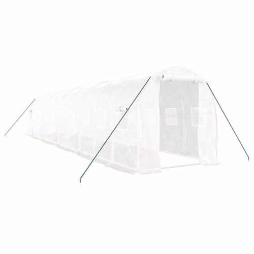vidaXL Greenhouse with Steel Frame in White, 20 m², W/D/H: 10 x 2 x 2 m – 1