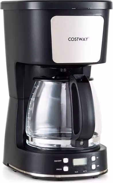 Costway 6 Cup Drip Coffee Machine with Glass Carafe, Black