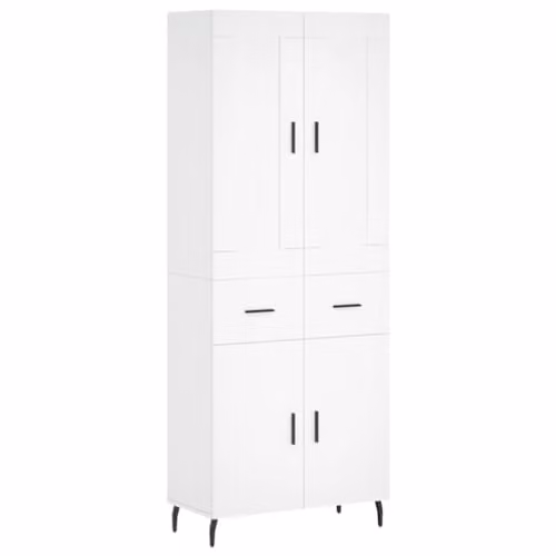 vidaXL Industrial Style Highboard Sideboard in White with Drawers and Hinged Doors