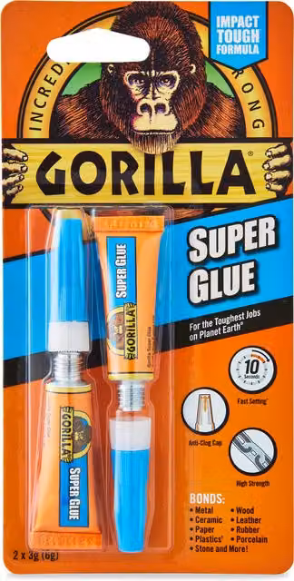 Gorilla Super Glue Rapid Setting Cyanoacrylate Liquid, Transparent, Pack of 2 (3g per unit) – 1