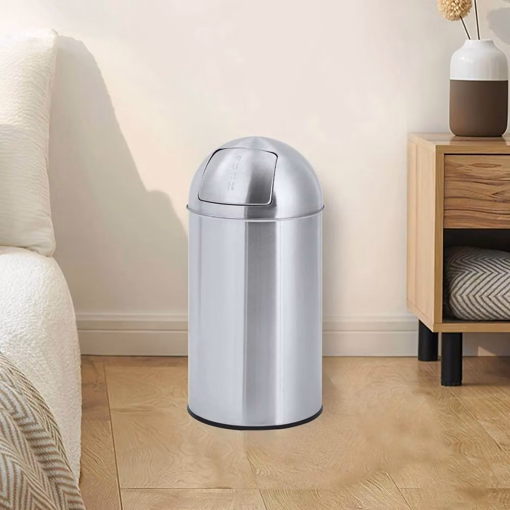 VOGREX Stainless Steel Swing Lid Kitchen Bin in Metallic Silver – 2