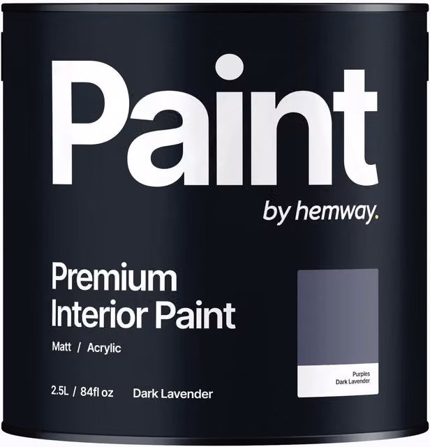 Hemway Matt Acrylic Dispersion Interior Paint in Dark Lavender Purple, 2.5L
