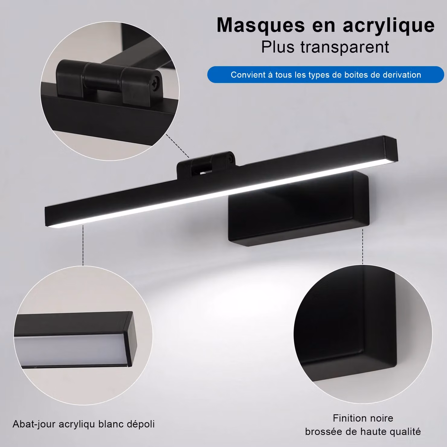 Pheashine Black Adjustable LED Wall Bar Light for Bathroom and Hallway, 9W, Cool White, W: 40 cm – 2