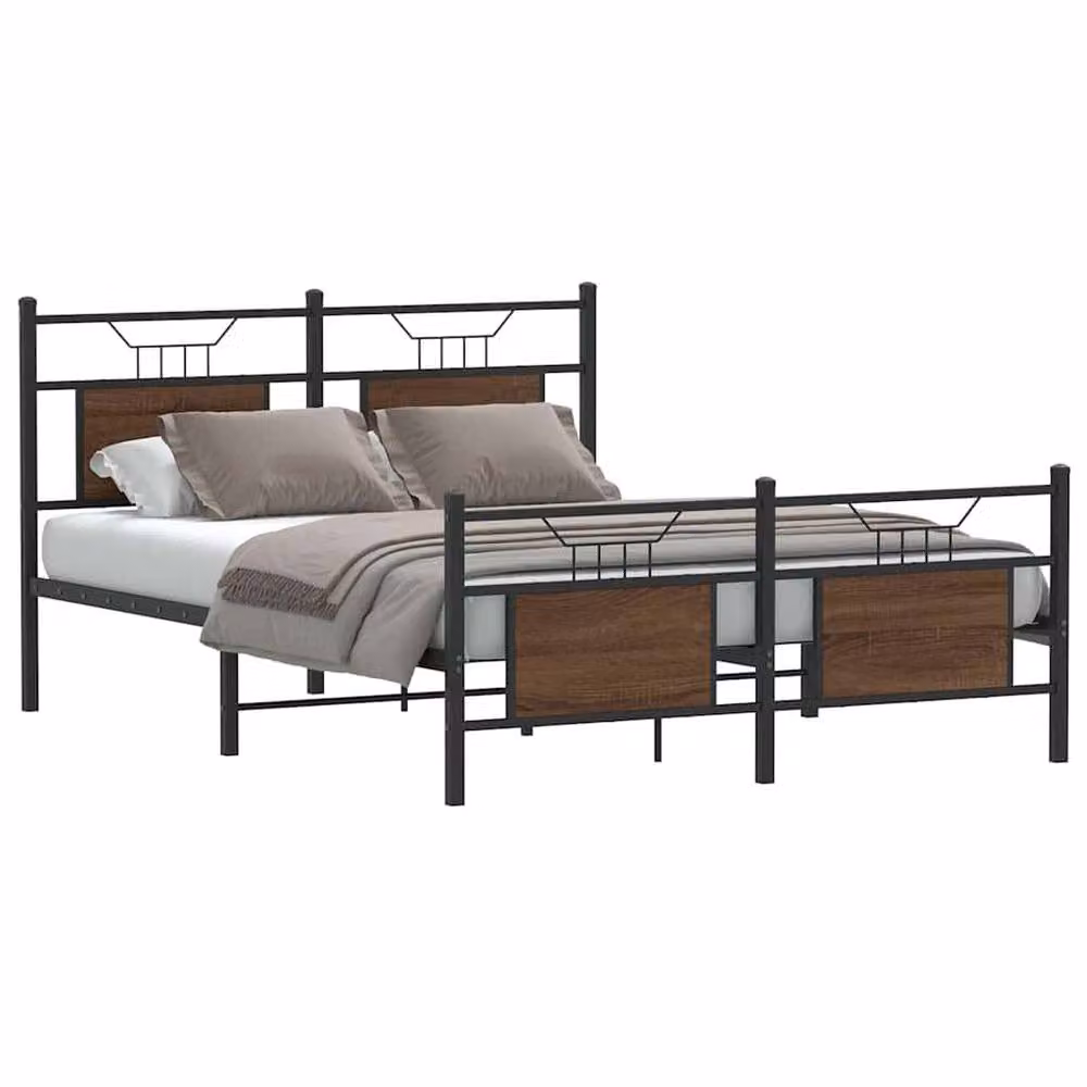 Berkfield Home Durable Bed Frame in Brown Oak with Drawers, W/D/H: 140 x 200 cm – 2