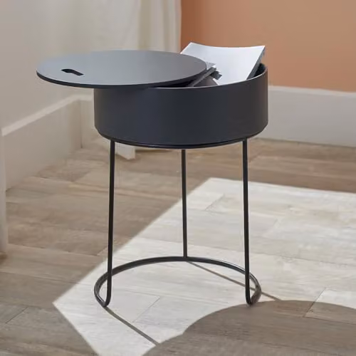 Pacific Lifestyle Industrial Wooden Storage Coffee Table with Metal Frame in Dark Grey, W/D/H: 51.5 x 38.0 x 38.0 cm – 1