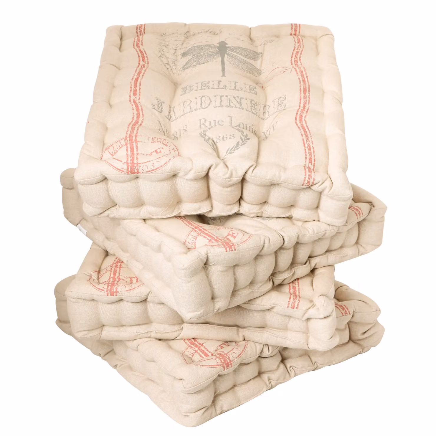 Dibor Set of 4 Traditional Insect Print Outdoor Chair Seat Pads in White, W/D/H: 40 x 40 x 40 cm – 2