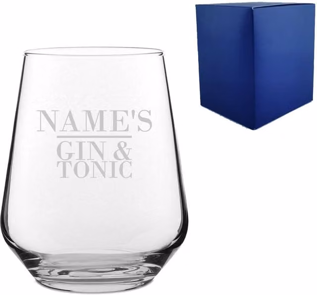 Uniqueful Personalised Engraved Gin and Tonic Glass Tumbler in Transparent, 440 ml