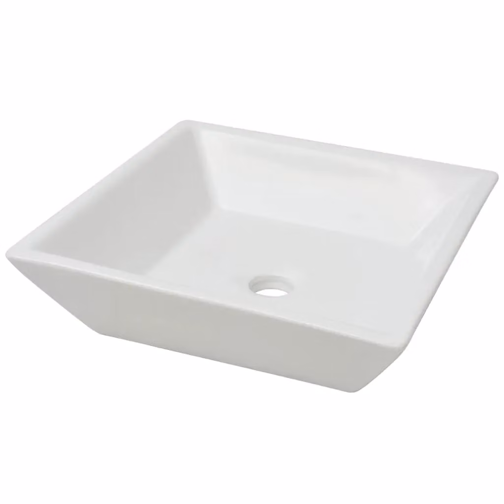 Berkfield Home Square Ceramic Basin, White, W/D/H: 41.5 x 41.5 x 12 cm – 2