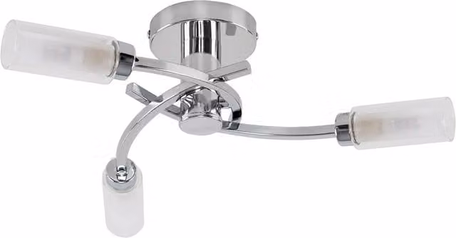 ValueLights Modern 3 Way Spiral Flush Chrome Ceiling Light Fitting with Transparent Glass Shades in Silver